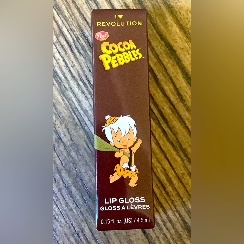 New! 🤎Revolution x Cocoa Pebbles🤎Bamm-Bamm Lip Gloss, New in Sealed Box!